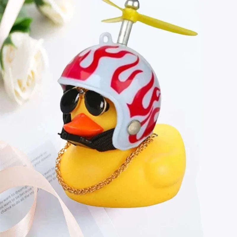 Cute Helmet Duck Car Decoration with Helmet, Propeller, Chain-Type14