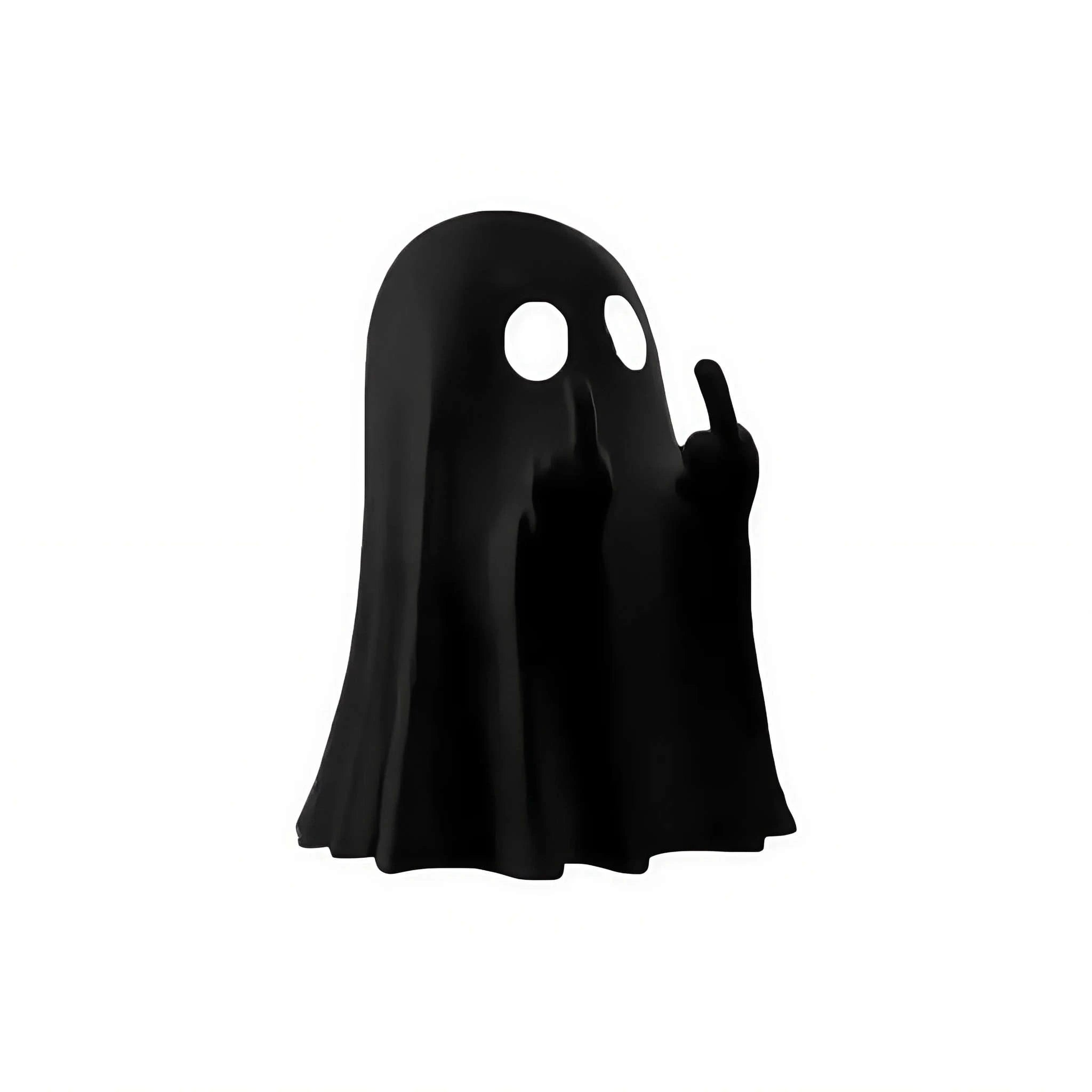 Cute Middle Finger Ghost Statue-white