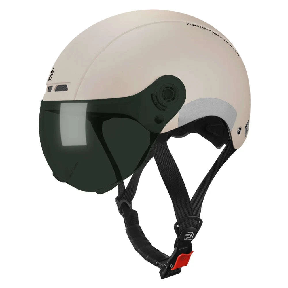 Cycling Helmet with Goggles & Ear Protection-V08-Khaki-Gray / 55-62CM