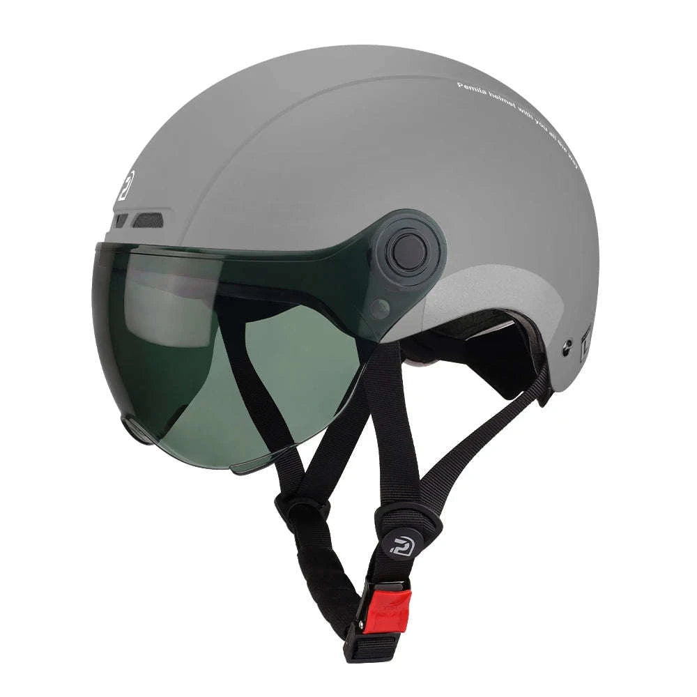 Cycling Helmet with Goggles & Ear Protection-V08-Khaki-Gray / 55-62CM