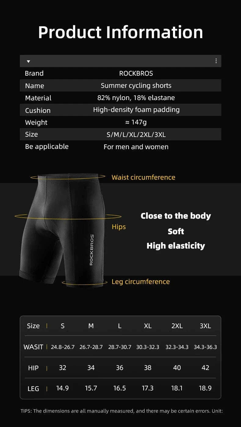 Cycling Shorts with 3D Gel Pad Breathable Quick-Dry Bike Tights-Asia XXL(EUR Size)
