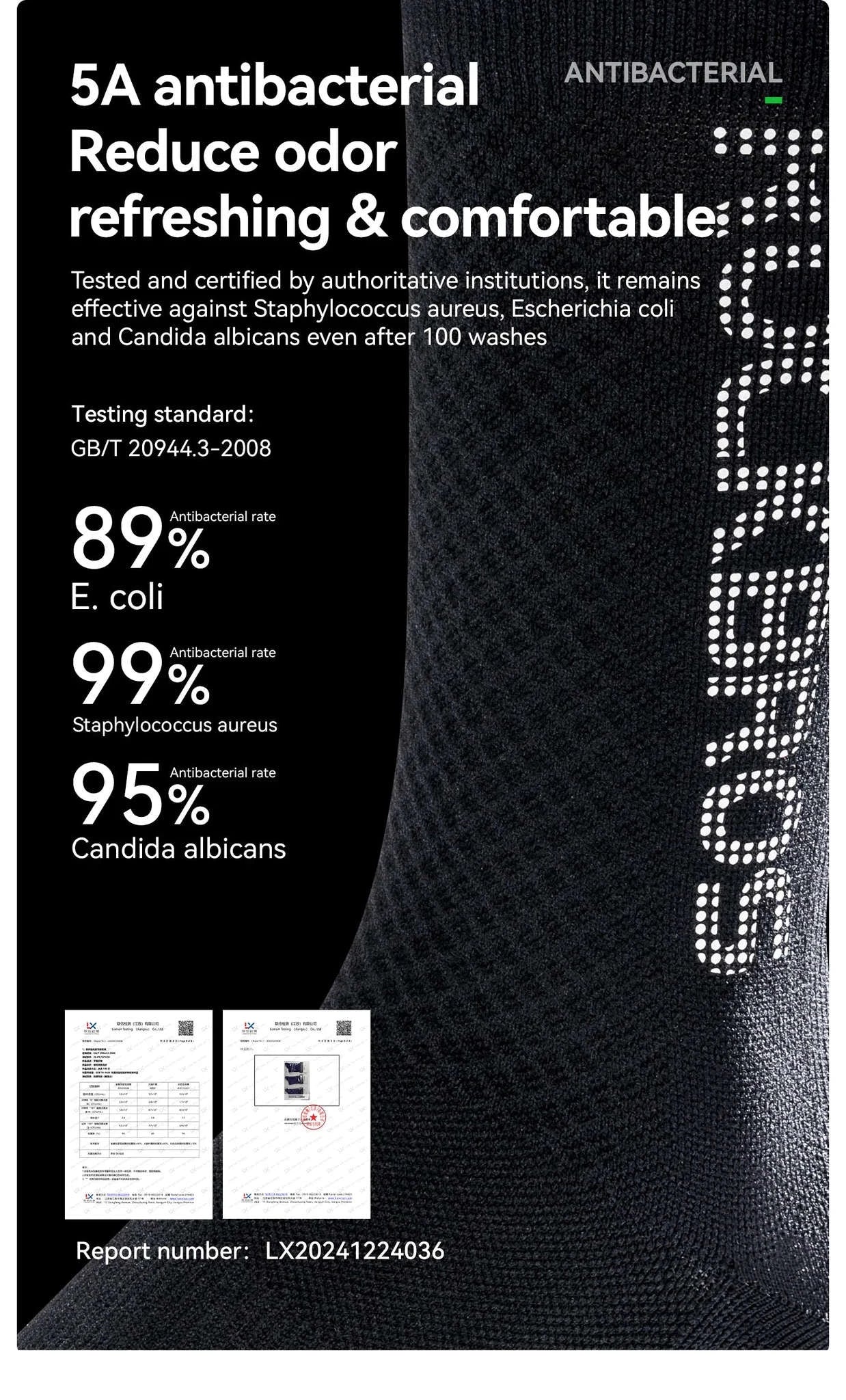 Cycling Socks Breathable Antibacterial Reflective 2 Pairs-490067bk / S(EUR 35-38)