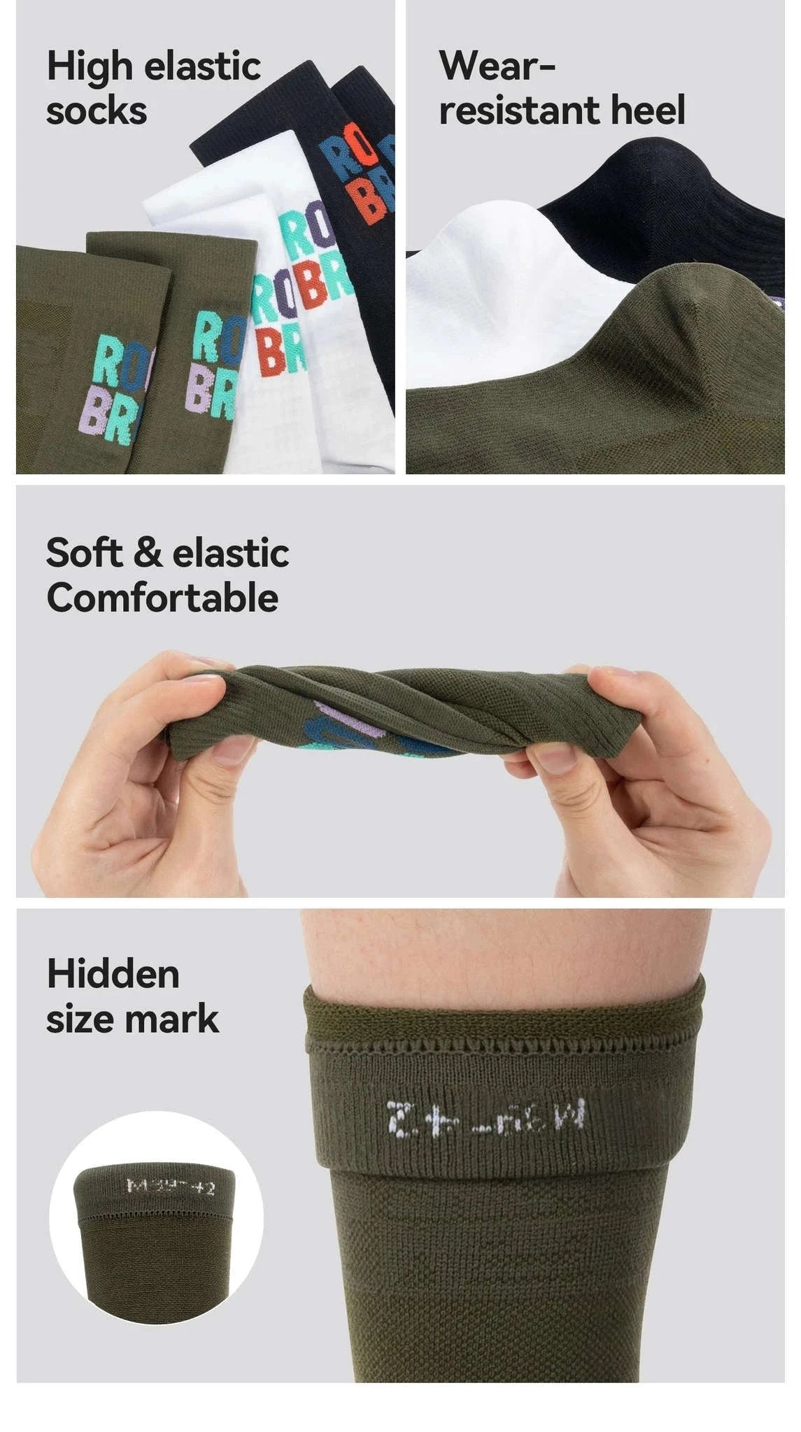 Cycling Socks Knee-High Breathable Stretch Sport Socks-2pairs 490068 / S(EUR 35-38)