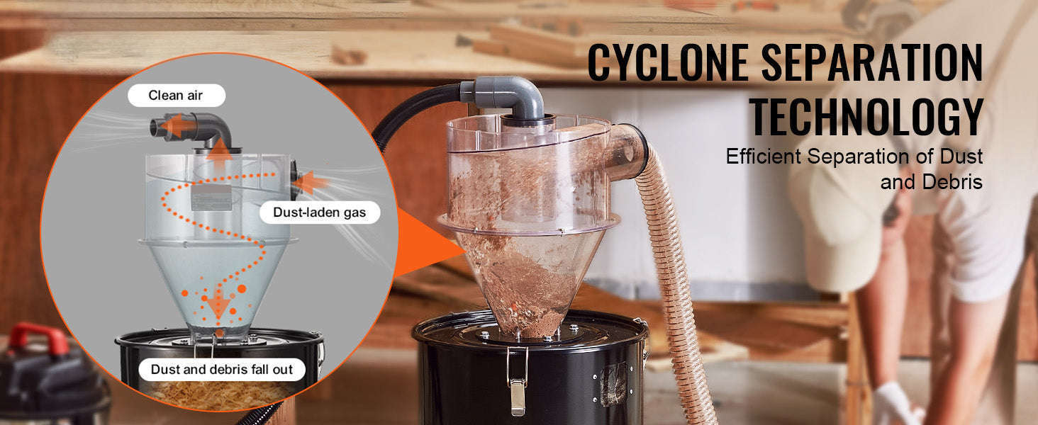 Cyclone Dust Separator 4" Retrofit for Wet/Dry Shop Vacuums, Fits 5-10 Gallon Tank-4.0in / Canada
