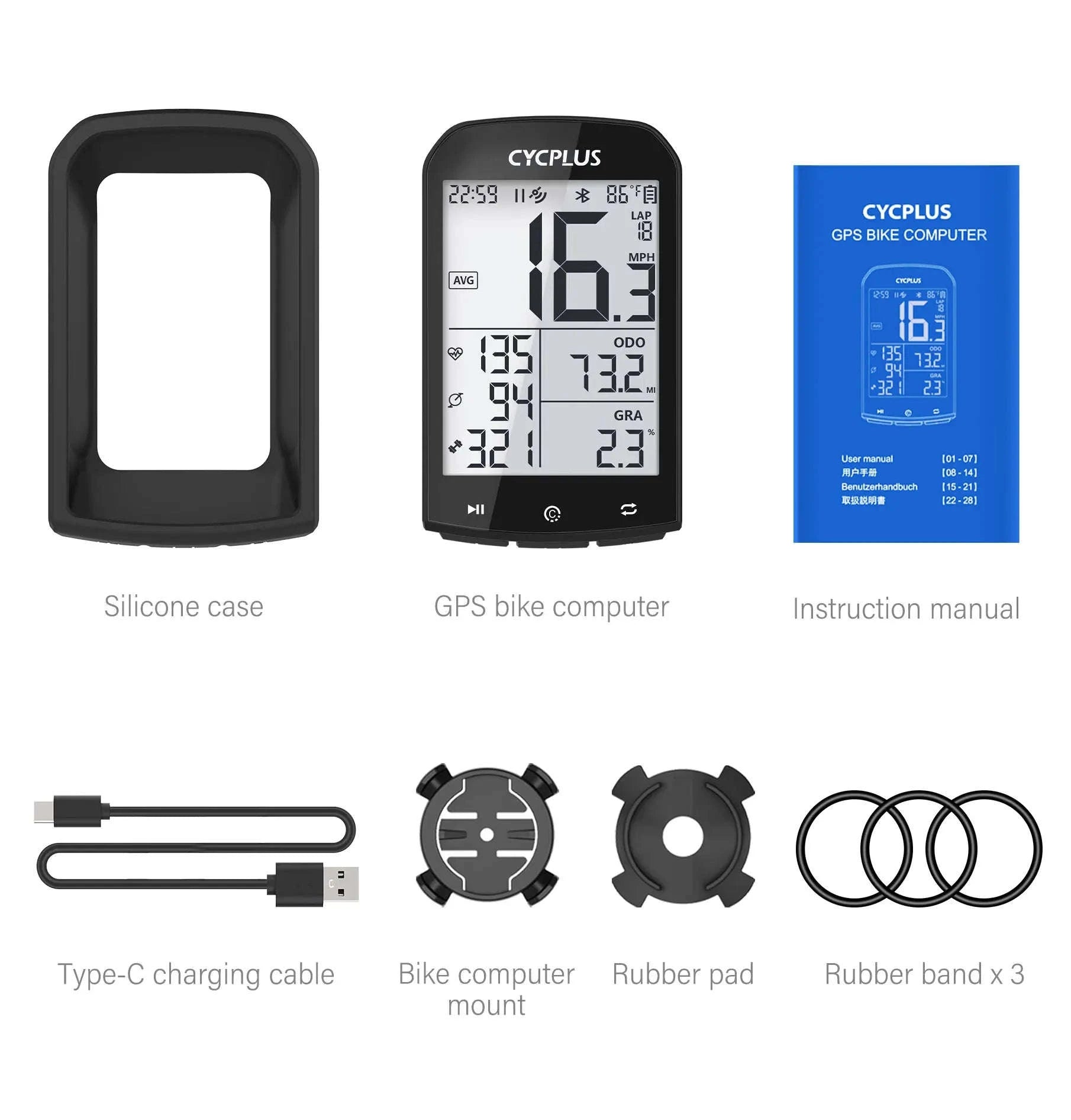 CYCPLUS M1 GPS Bicycle Computer with Bluetooth and ANT+-M1 C3x2 Z1