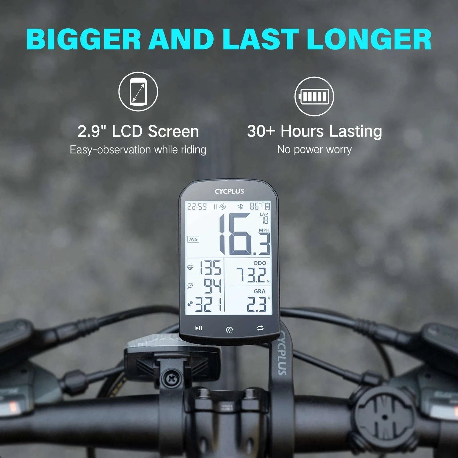CYCPLUS M1 GPS Bicycle Computer with Bluetooth and ANT+-M1 C3x2 Z1