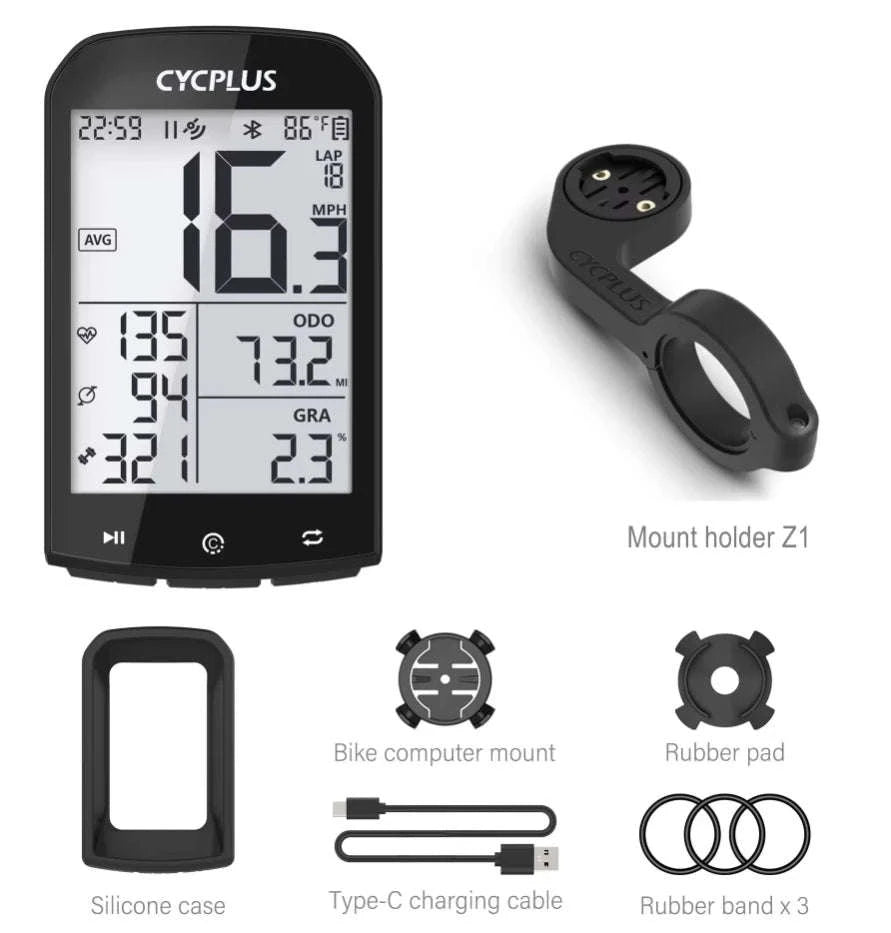 CYCPLUS M1 GPS Bicycle Computer with Bluetooth and ANT+-M1 C3x2 Z1
