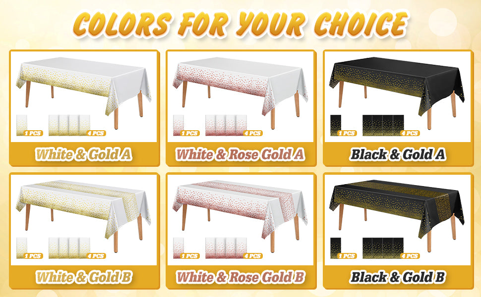 Disposable Table Cloth Plastic Tablecloths Party Table Cover for Graduations Birthday Thanksgiving Holloween Wedding Outdoor BBQ