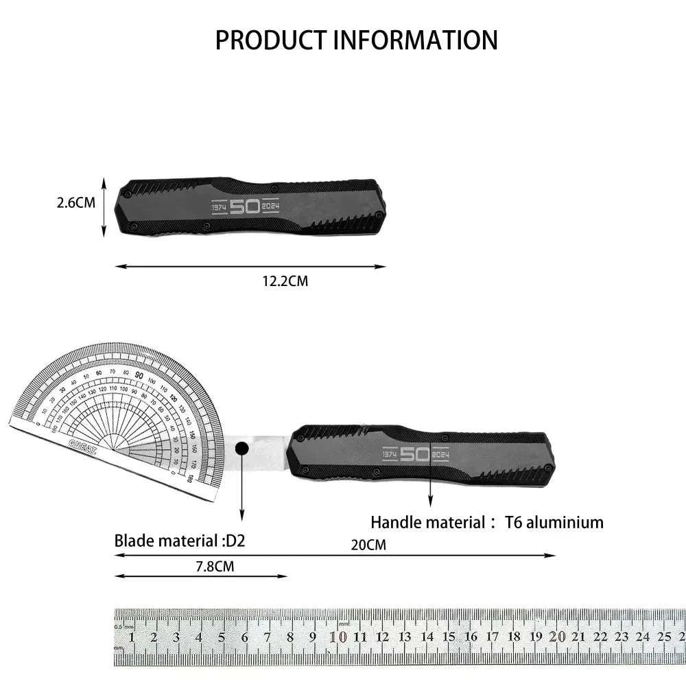 D2 Steel Folding Pocket Knife 20cm Outdoor EDC with T6 Aluminum Handle-United States / D