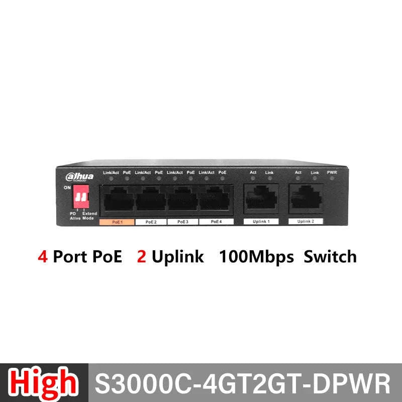 Dahua PoE Switch for IP Cameras and Intercoms-6 Port Max 60W / UK Plug