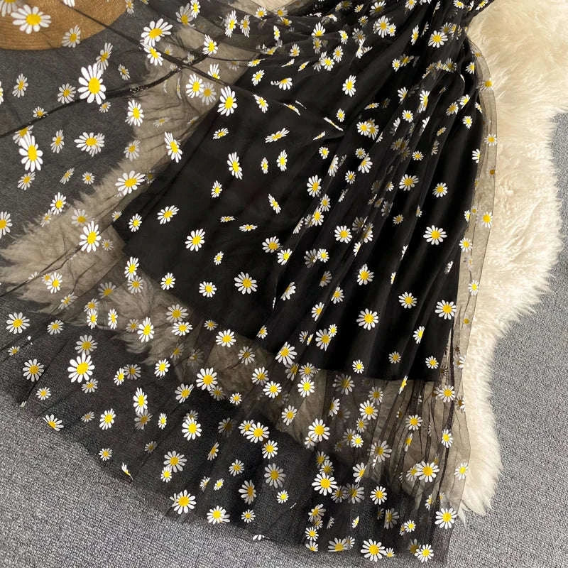 Daisy Mesh Midi Dress-PURPLE / One Size