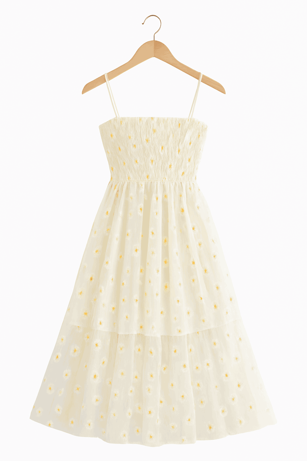 Daisy Mesh Midi Dress with Adjustable Straps-Pink / One Size