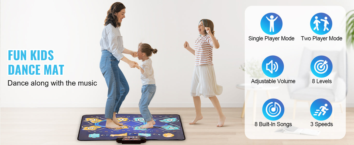 Elektronisk dansmatta för barn med 8 knappar, musik och 2 spelarlägen