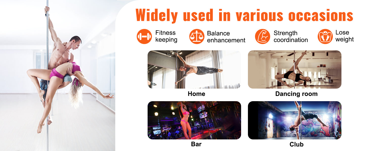Professional 45mm Dancing Pole Kit Spinning & Static Portable