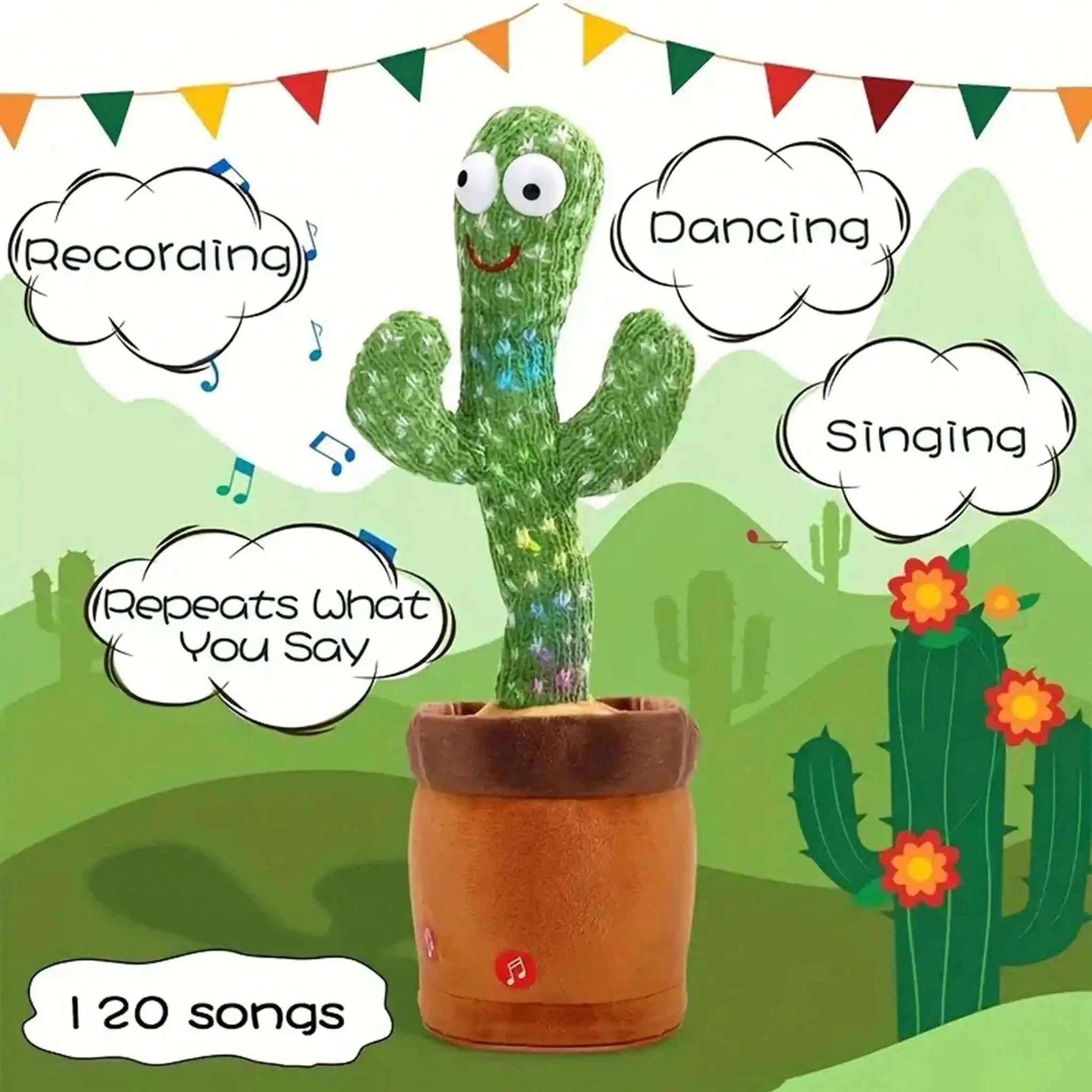 Dancing Talking Cactus Toy-green