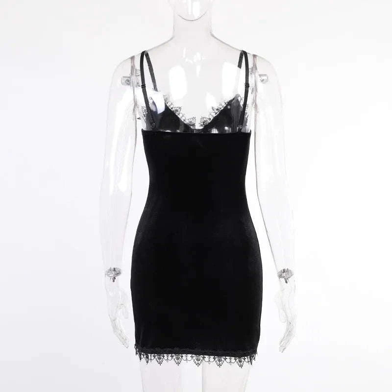 Dark Cross Black Mini Dress-black / S