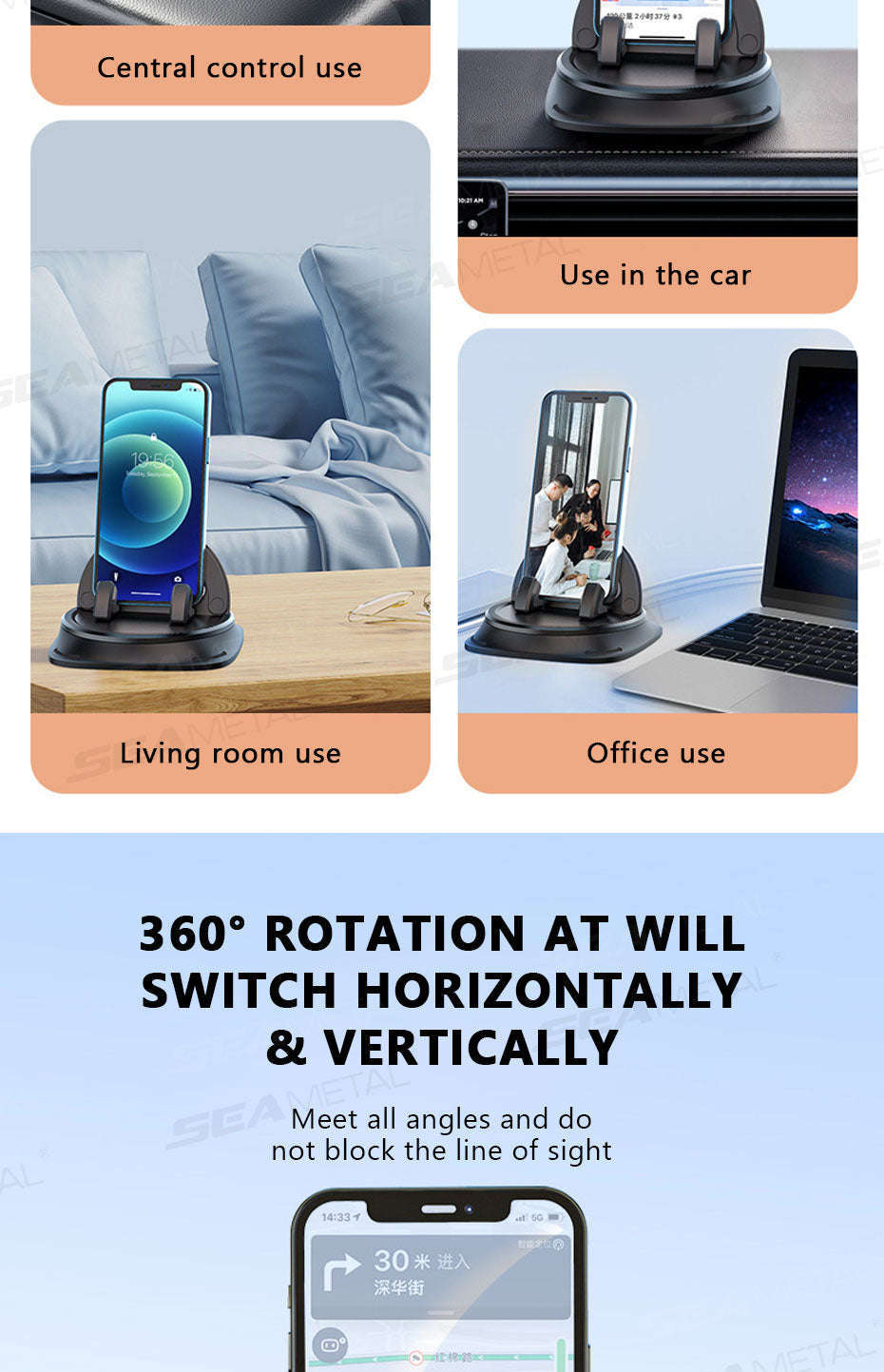 Dashboard Car Phone Holder Anti-Slip Stable Mount for Smartphones-1pc