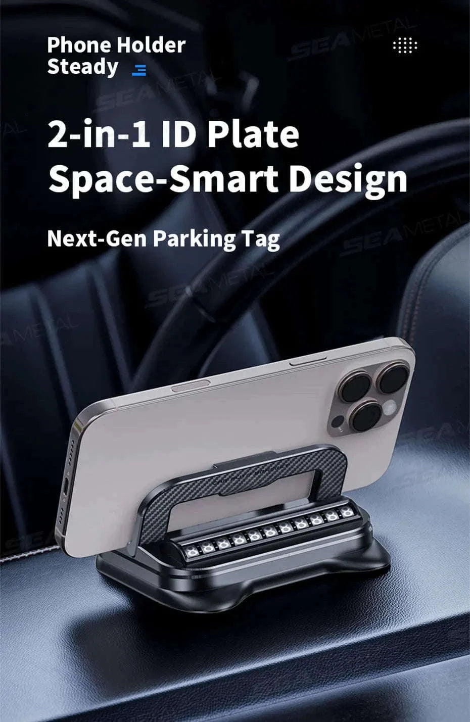 Dashboard Car Phone Holder with Number Plate-Black orange