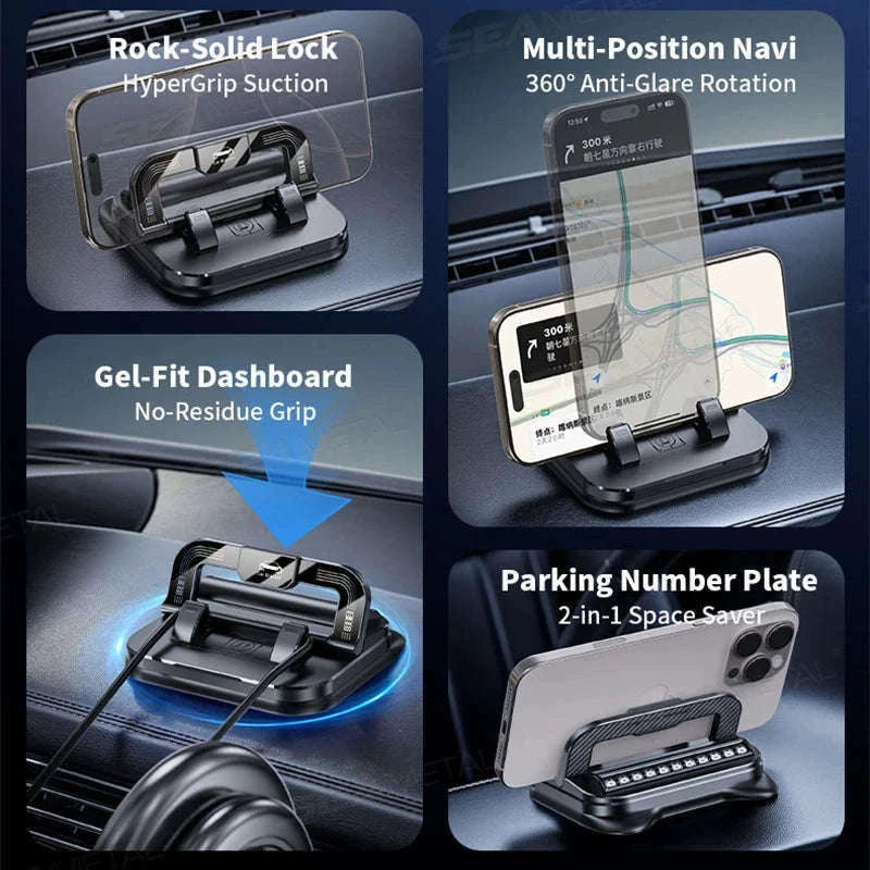 Dashboard Car Phone Holder with Number Plate-Black orange