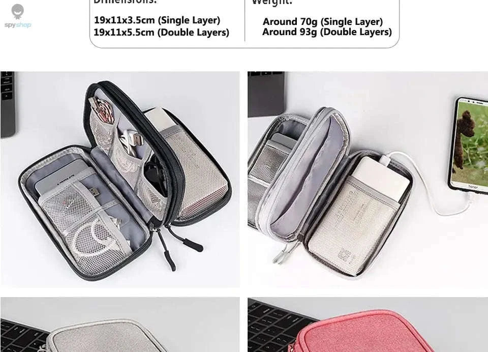 Data Cable Storage Bag – Waterproof Travel Organizer for Cords and Accessories-Single Layer 1