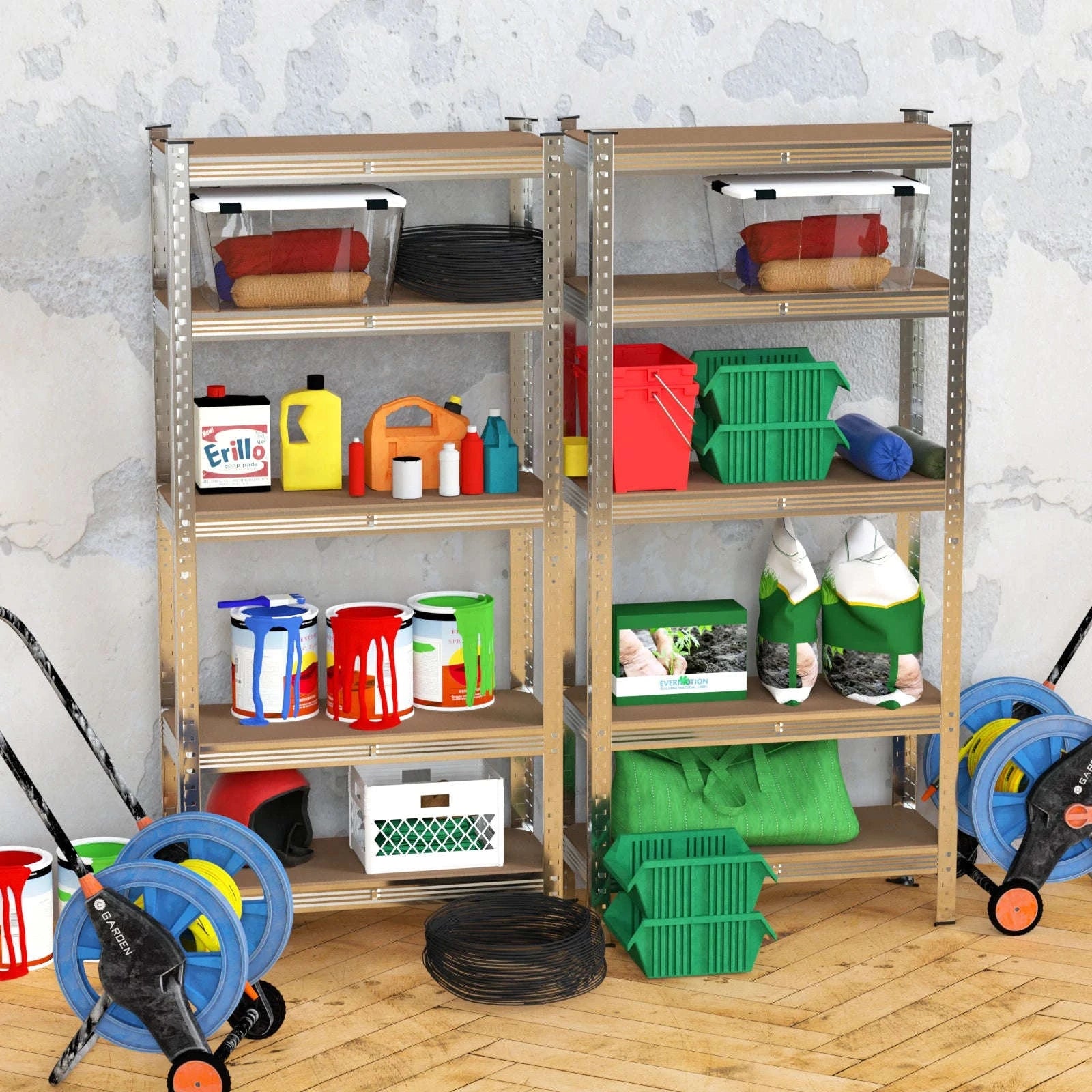 DayPlus 5‑Tier Boltless Garage Shelving Unit-150 x 70 x 30 cm / UNITED KINGDOM