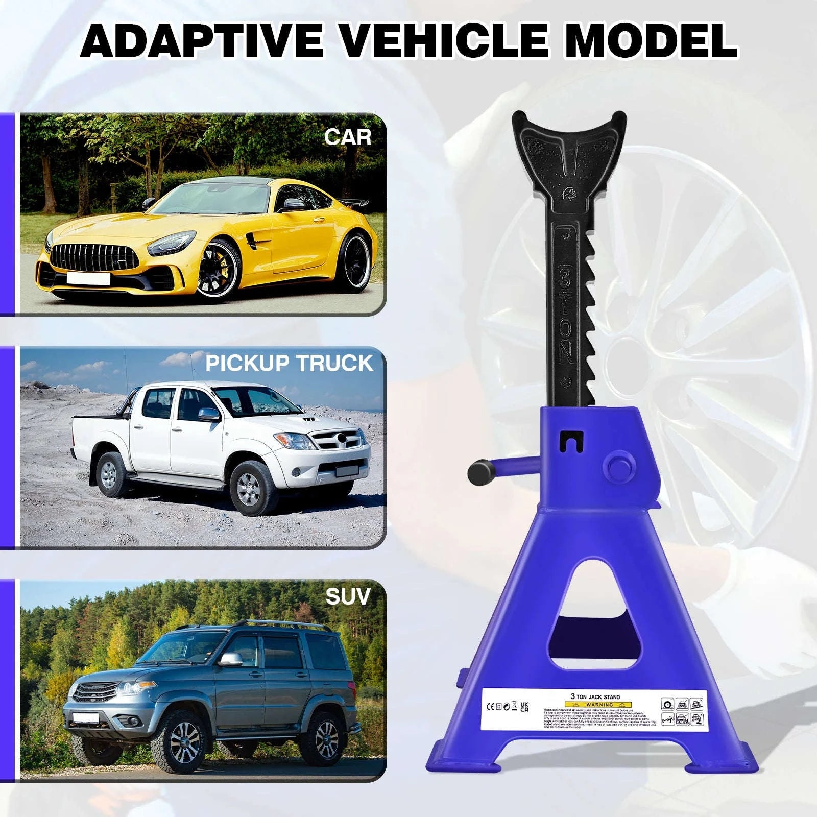 DayPlus Heavy Duty 3 Ton Axle Stands Pair for Cars and Vans-france