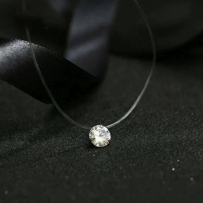 Dazzling Zircon Floating Necklace-6 claw