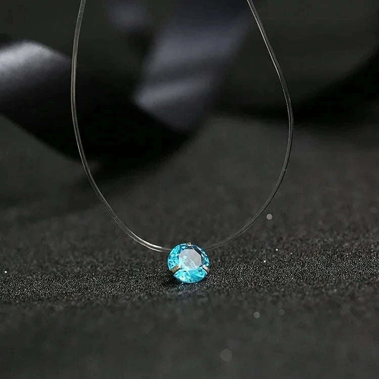 Dazzling Zircon Floating Necklace-6 claw