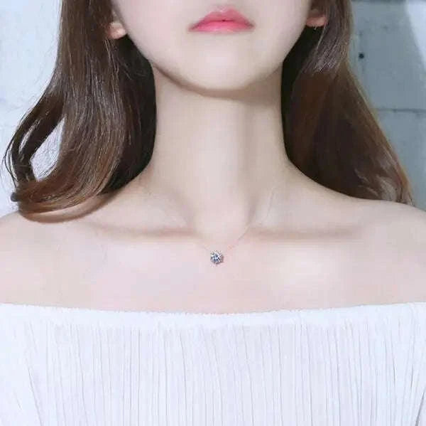 Dazzling Zircon Floating Necklace-6 claw