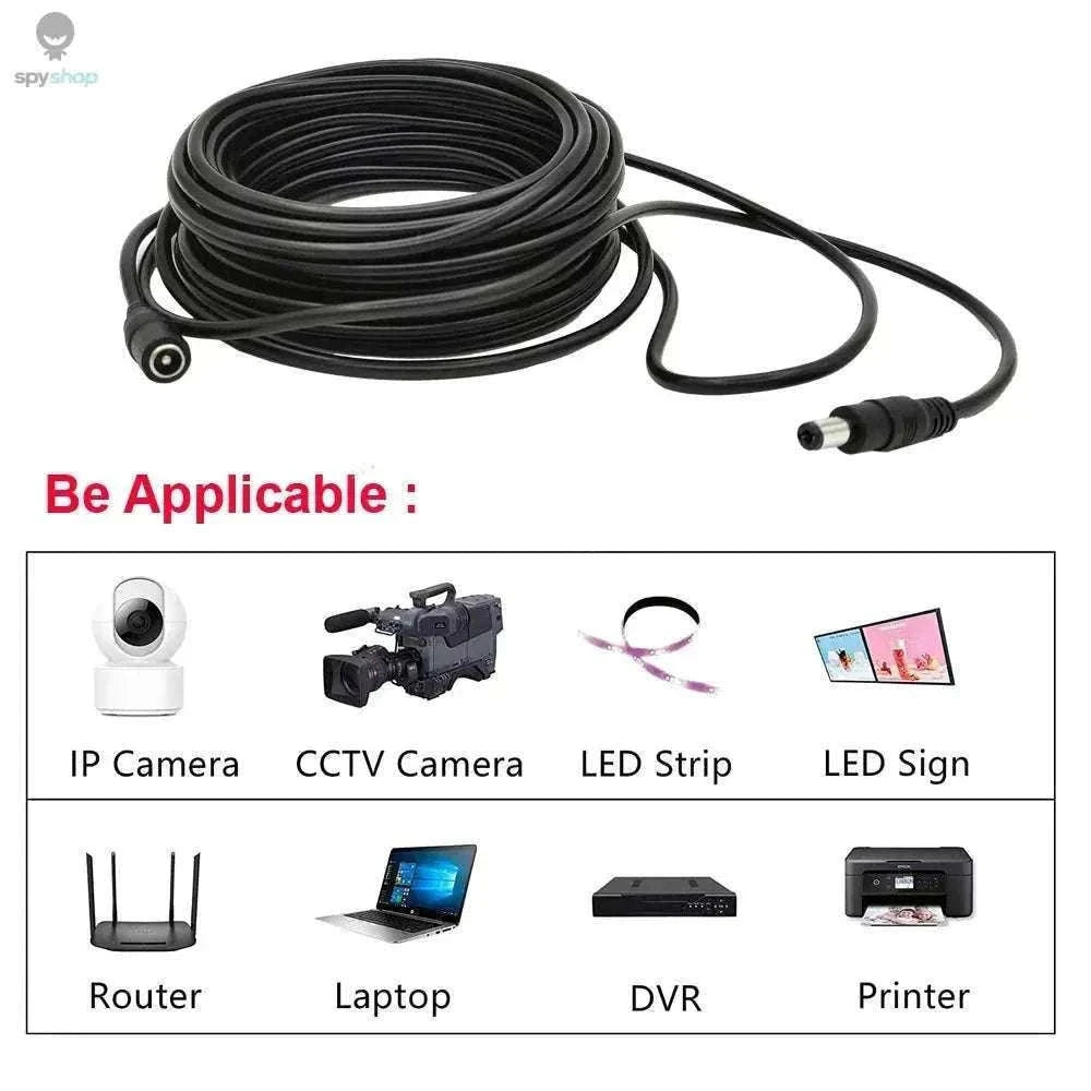 DC12V Power Extension Cable for LED Lights and CCTV Setup-10 m