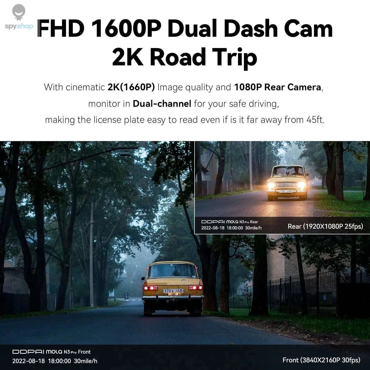 DDPAI Mola N3 Pro 2.5K Dual Dash Camera with GPS WiFi-N3 Pro GPS