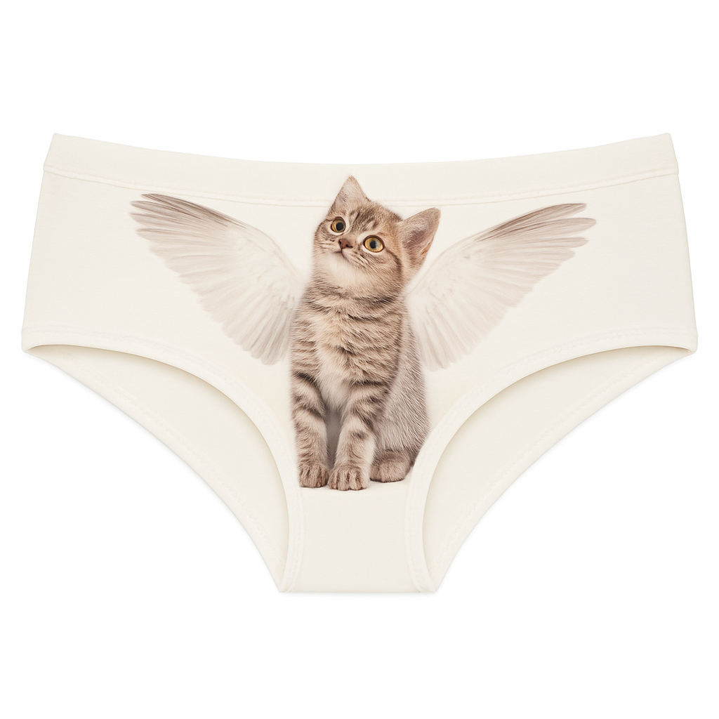 Kawaii 3D Angel Cat Print Thong Panties for Women