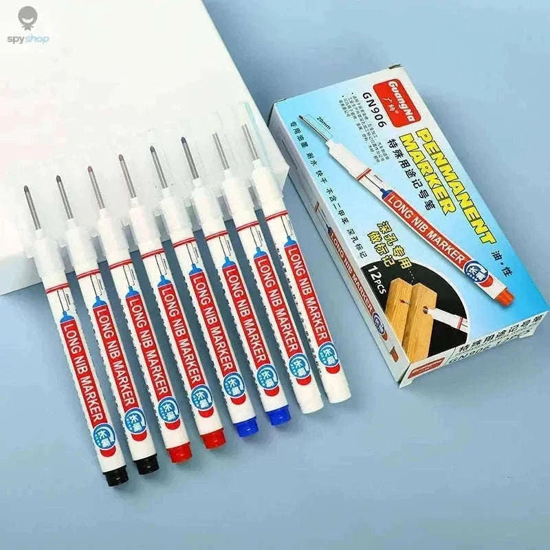 Deep Hole Marker Pen Set with 20mm Extended Nib-2black 1red 1green