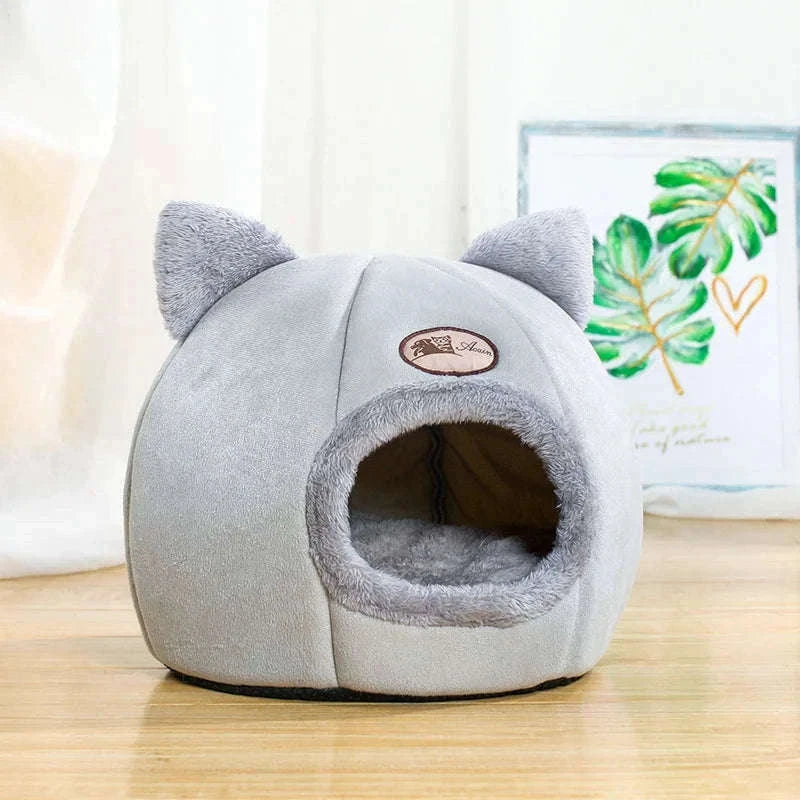 Deep Sleep Winter Cat Bed Cozy Cave Nest for Cats and Small Dogs-Light Grey / L 36x36x36cm