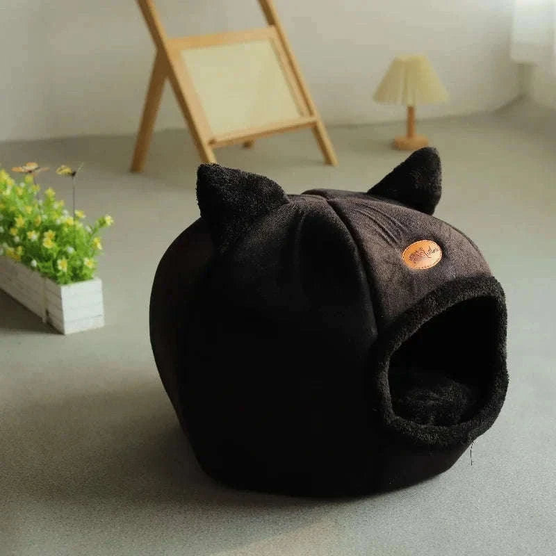 Deep Sleep Winter Cat Bed Cozy Cave Nest for Cats and Small Dogs-Light Grey / L 36x36x36cm