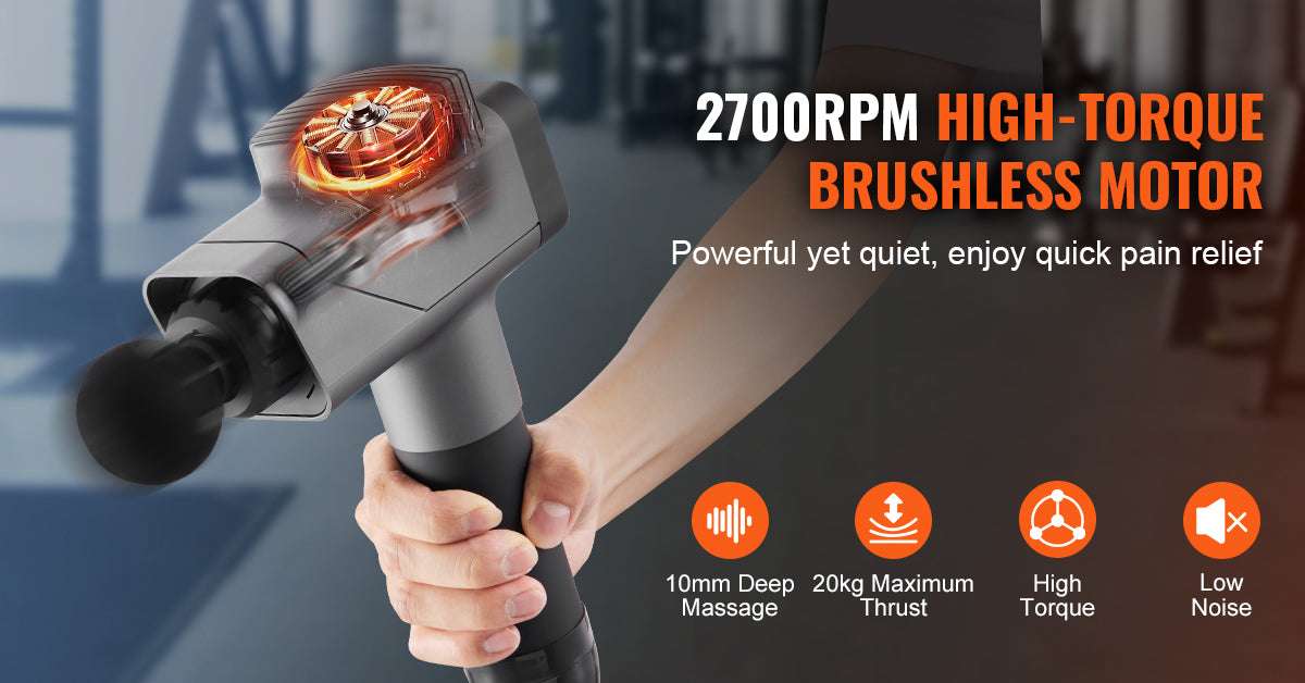 Deep Tissue Massage Gun with 8 Speeds & 6 Heads for Muscle Relief-35W / United States