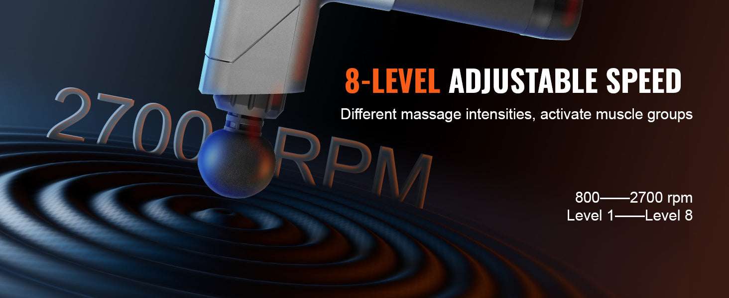 Deep Tissue Massage Gun with 8 Speeds & 6 Heads for Muscle Relief-35W / United States