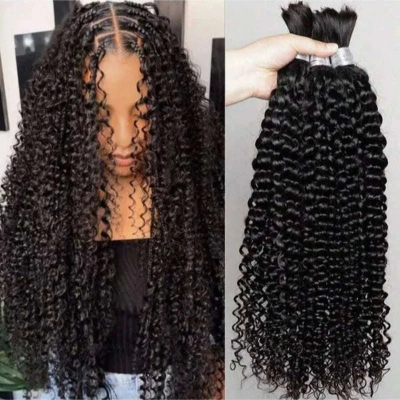 Deep Wave Human Hair Bundles for Braiding – Boho Curly Style-natural color / United States / 28inches