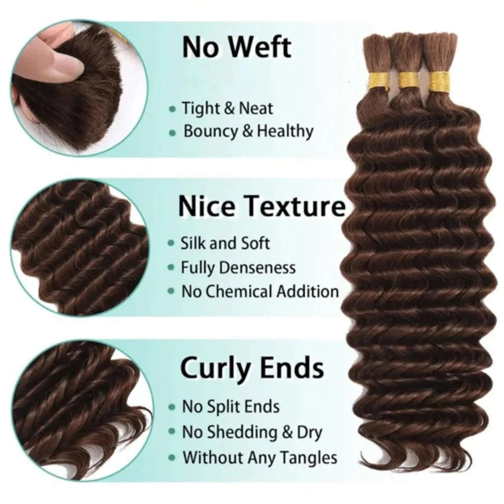 Deep Wave Human Hair Bundles for Braiding – Boho Curly Style-natural color / United States / 28inches