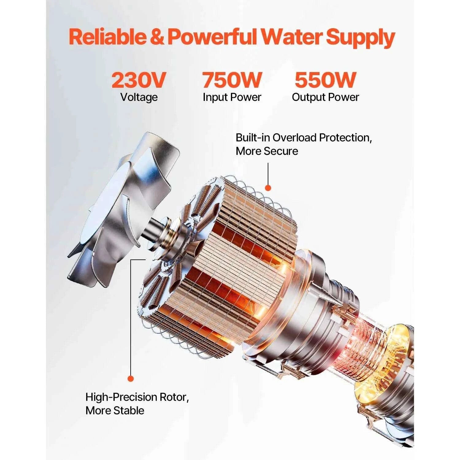 Deep Well Submersible Pump 230V with 65.65 ft Cord-1100W External Start / EU / france