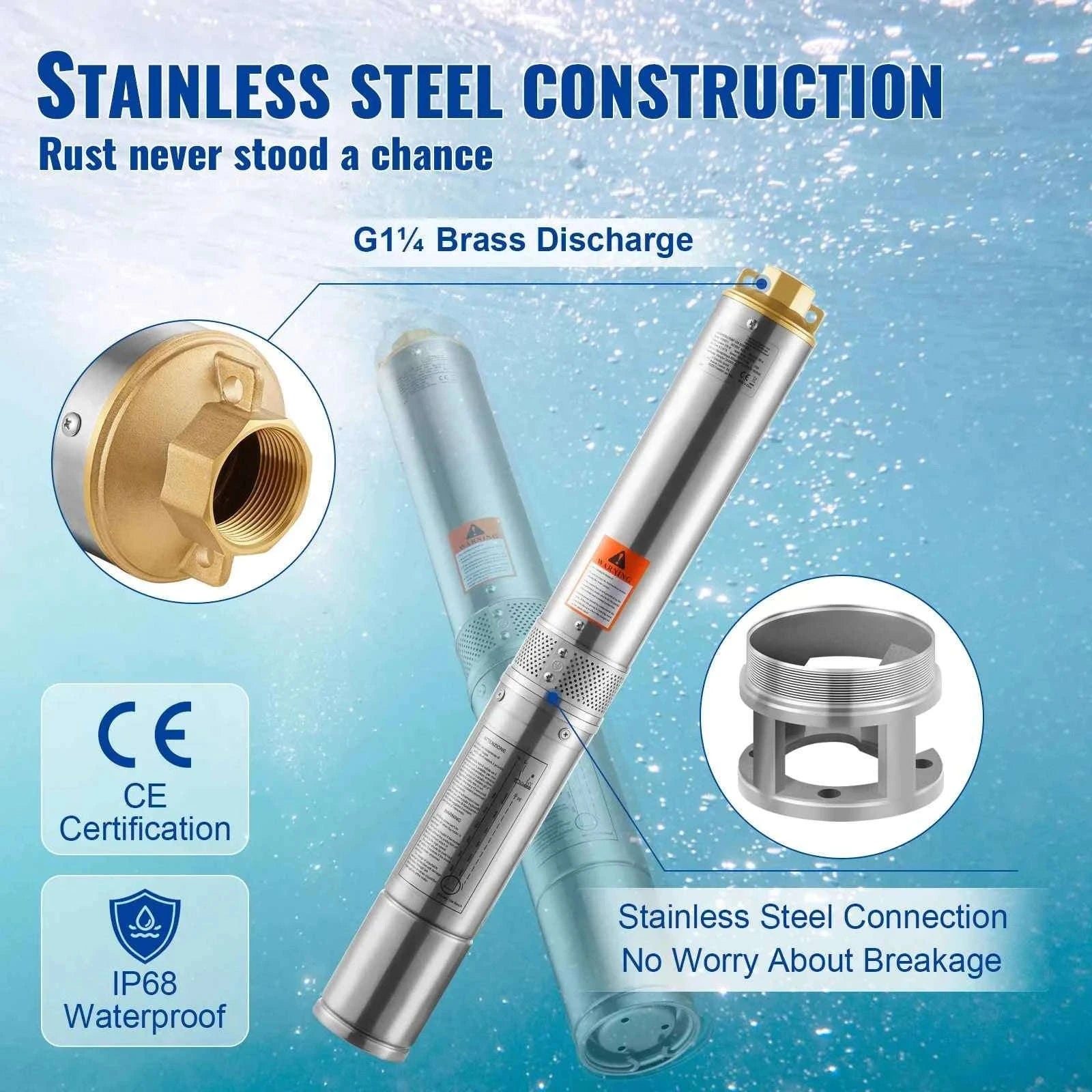 Deep Well Submersible Pump 370W-2200W 230V Stainless Steel-750W Built-in / EU / spain