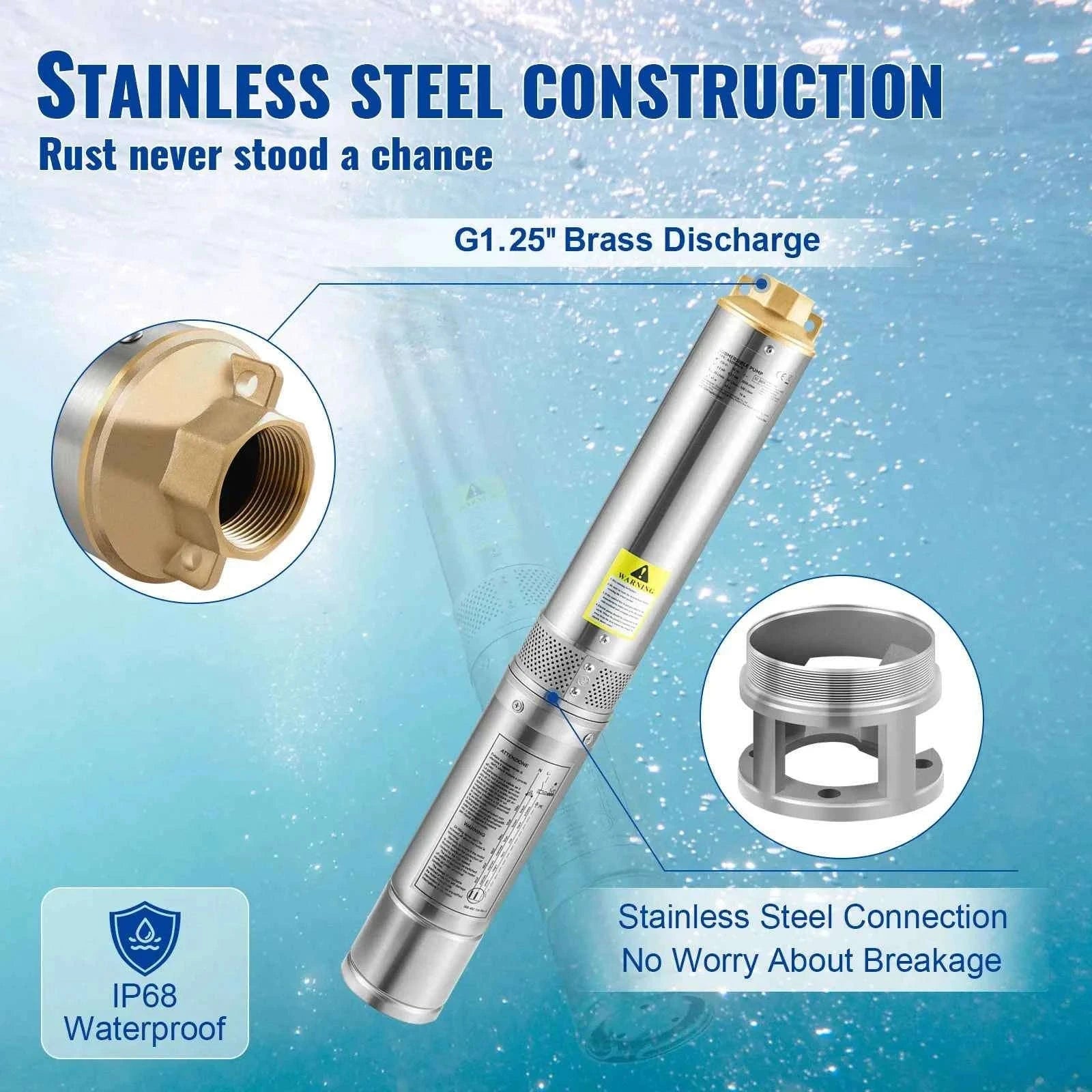 Deep Well Submersible Pump Stainless Steel High Head-370W Outer Starter / EU / CZECH REPUBLIC