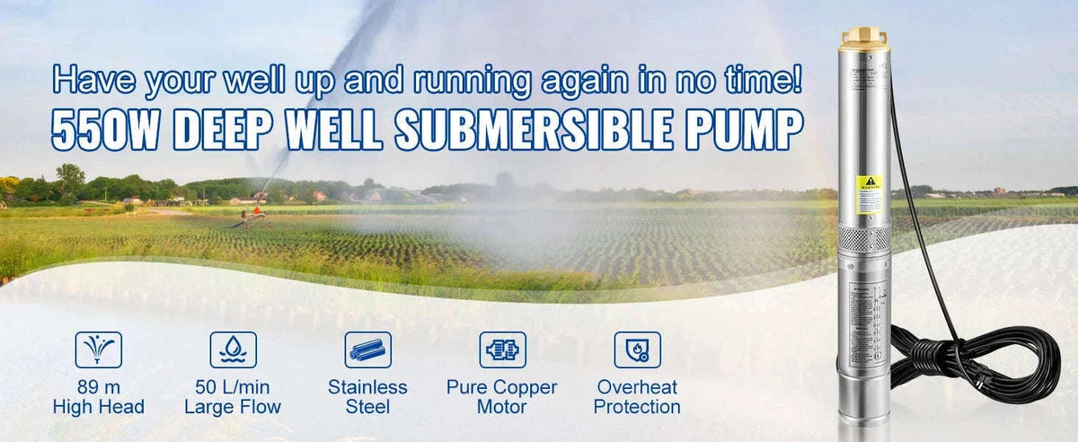 Deep Well Submersible Pump Stainless Steel High Head-370W Outer Starter / EU / CZECH REPUBLIC