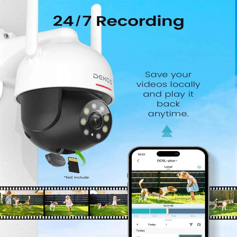 DEKCO 3MP Outdoor Dome Security Camera with PTZ WiFi Control-2pcs / EU Plug / 4mm|GERMANY