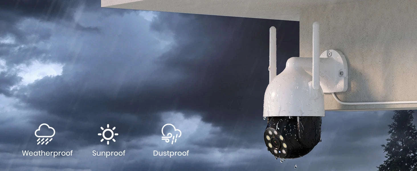 DEKCO 3MP Outdoor Dome Security Camera with PTZ WiFi Control-2pcs / EU Plug / 4mm|GERMANY