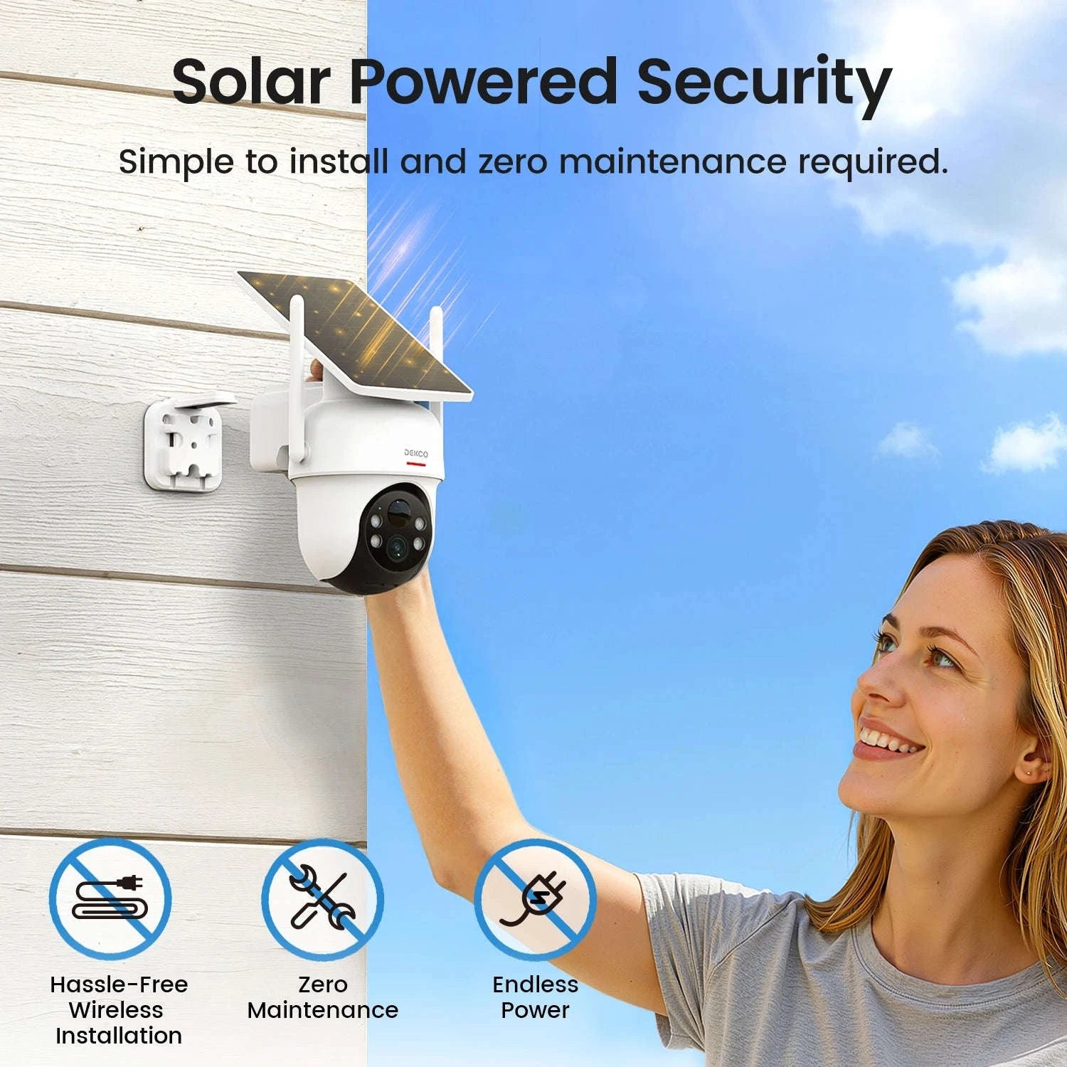 DEKCO 3MP Solar Security Camera System, 4-Camera Kit-WHITE / United States / US Plug