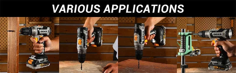 DEKO 20V Cordless Drill Driver Kit with Battery and Charger-DKCD20XL02B-AZ01 / Italy