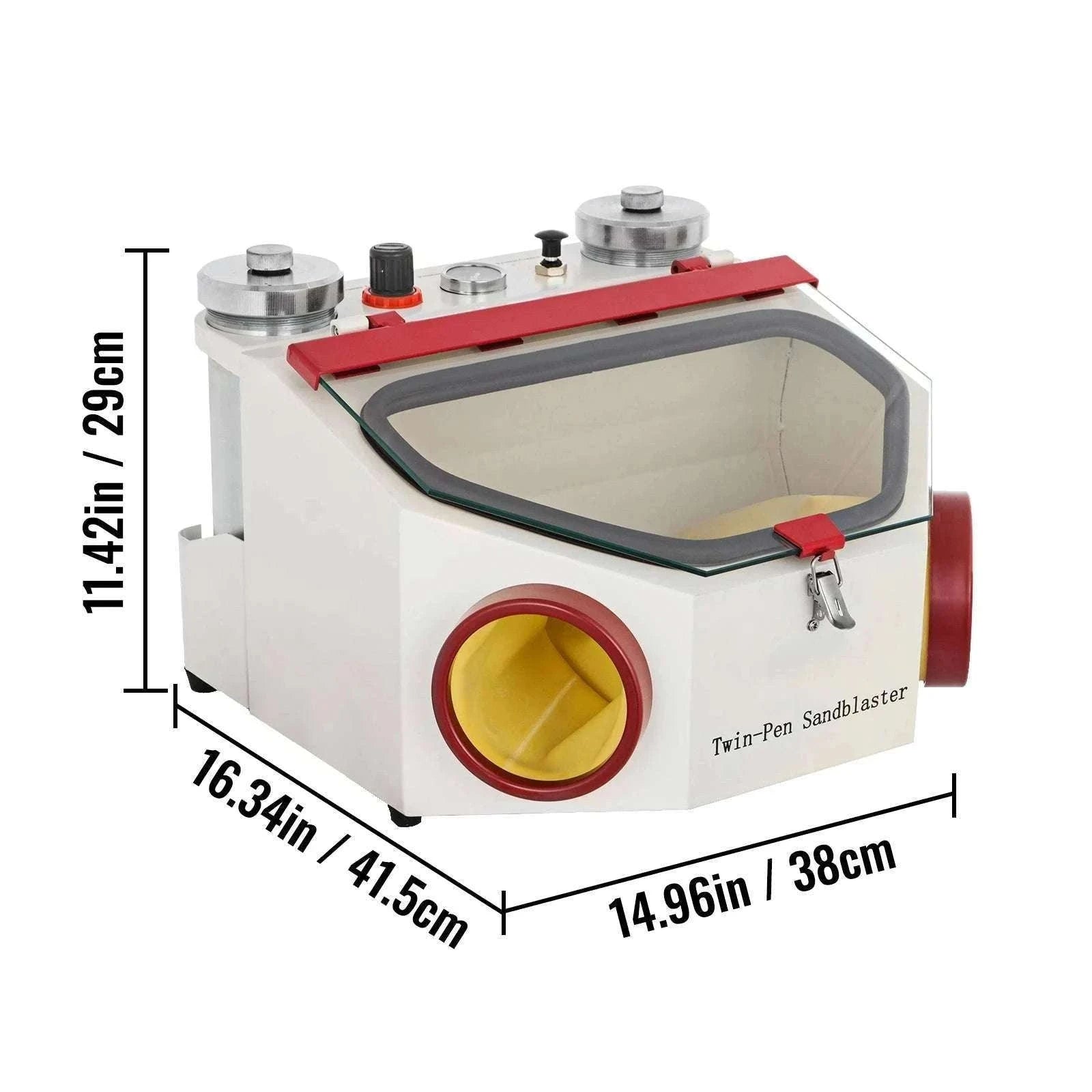 Dental Lab Sandblaster with Dual Pens, LED Light & Foot Pedal-spain