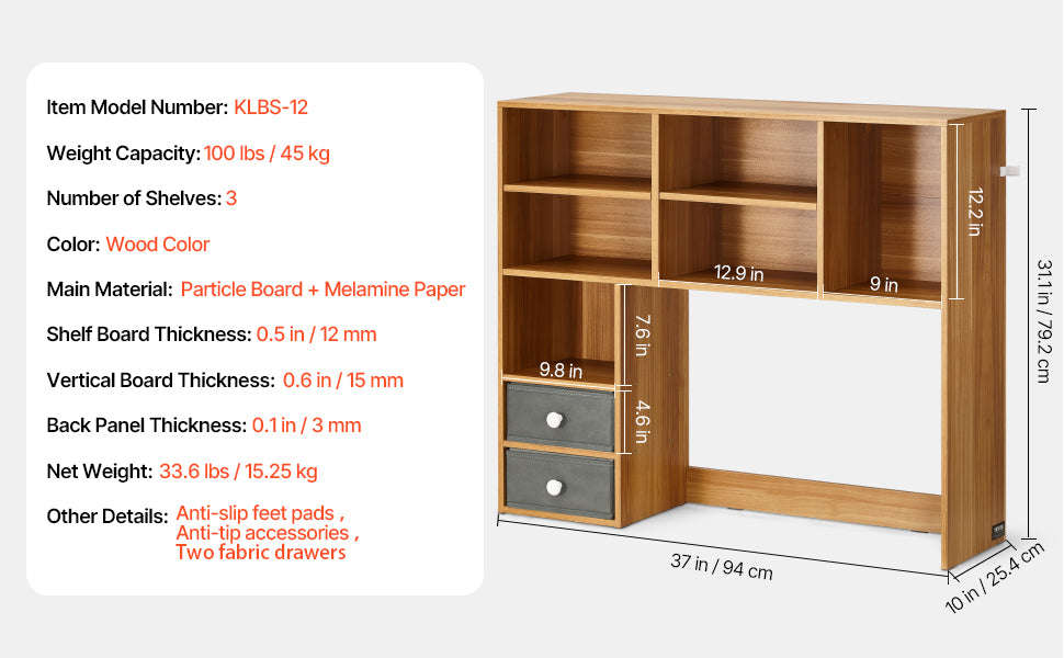 Desktop Bookshelf Storage Organizer 1/2/3-Tier Wood Display Shelf-Wood 1-Tier White / United States