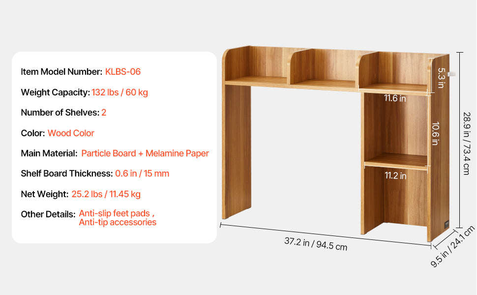 Desktop Bookshelf Storage Organizer 1/2/3-Tier Wood Display Shelf-Wood 1-Tier White / United States
